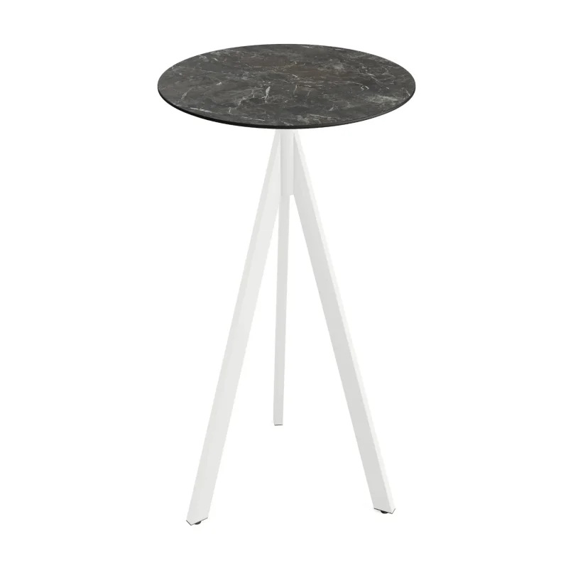 Meilleur Prix Mange-Debout Infinity Tripod avec Piètement Blanc et Plateau HPL Galaxy Marble - Ø 70 cm