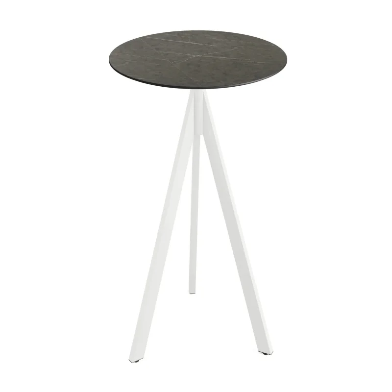 Mange-Debout Infinity Tripod avec Piètement Blanc et Plateau HPL Midnight Marble - Ø 70 cm Réduction