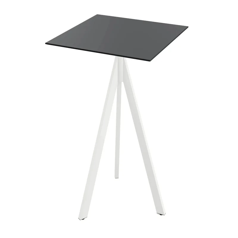 Mange-Debout Infinity Tripod avec Piètement Blanc et Plateau HPL Noir - 70 x 70 cm Prix Promo