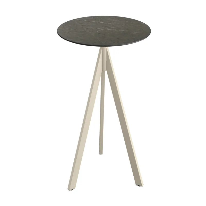 Mange-Debout Infinity Tripod avec Piètement Sable et Plateau HPL Midnight Marble - Ø 70 cm Meilleure Vente