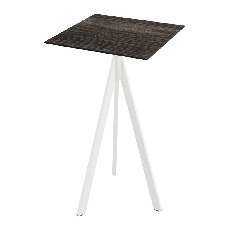 Mange-Debout Infinity Tripod avec Piètement Blanc et Plateau HPL Riverwashed Wood - 70 x 70 cm Meilleur Choix
