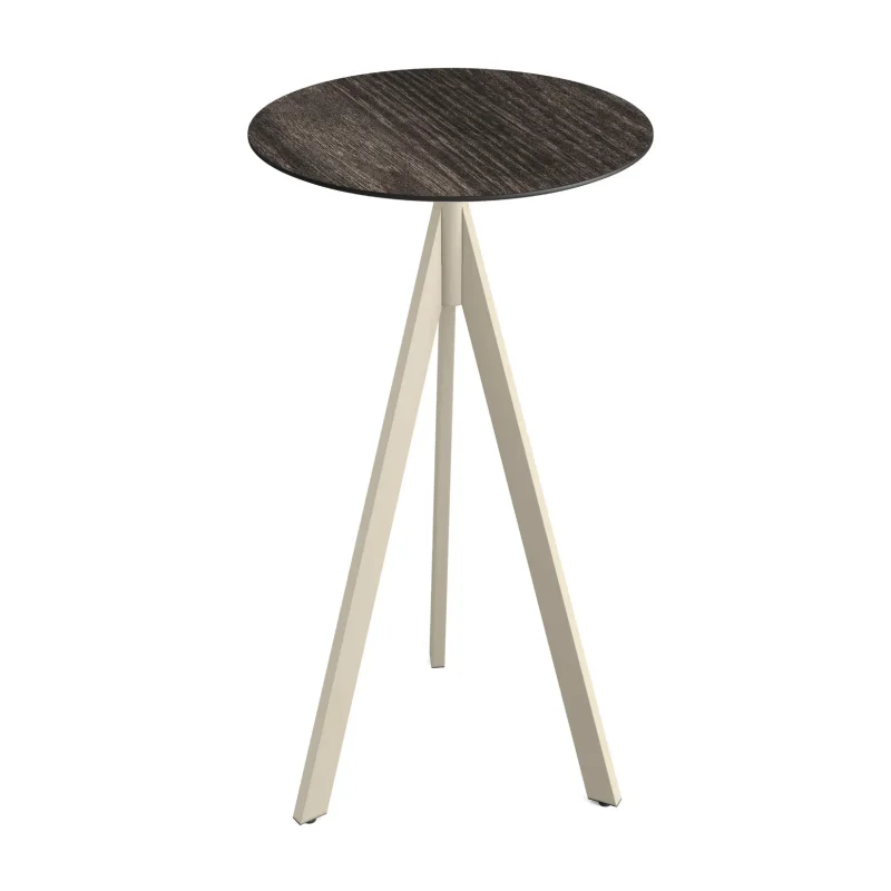 Mange-Debout Infinity Tripod avec Piètement Sable et Plateau HPL Riverwashed Wood - Ø 70 cm Affaire À Saisir