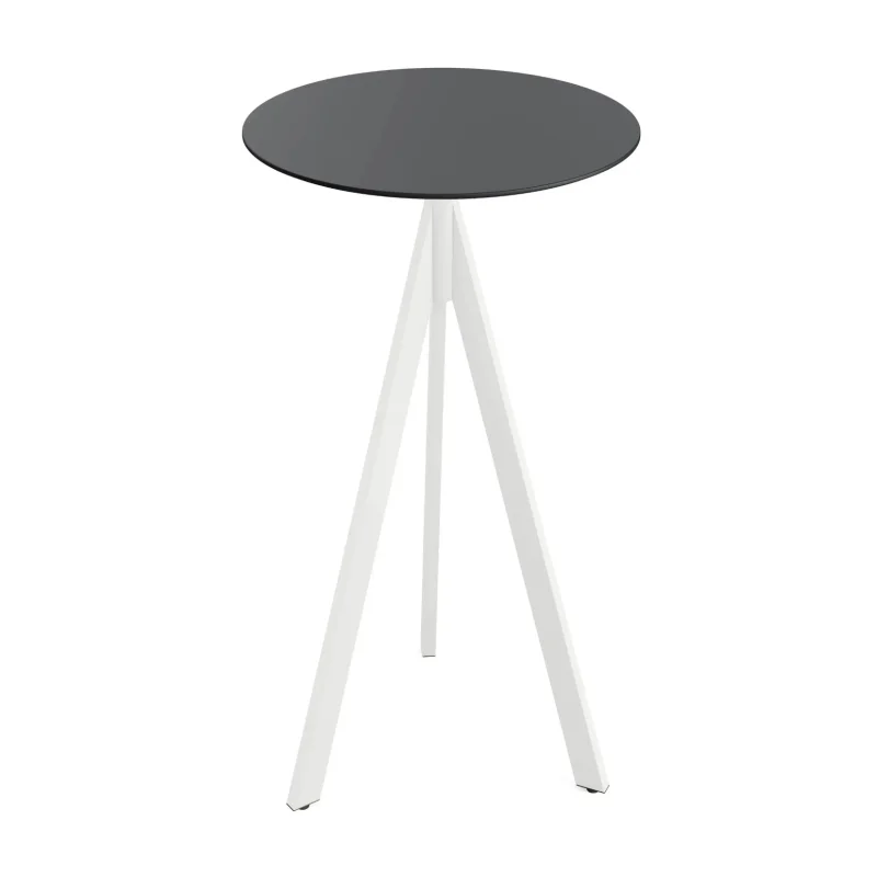 Mange-Debout Infinity Tripod avec Piètement Blanc et Plateau HPL Noir - Ø 70 cm Commander Vite