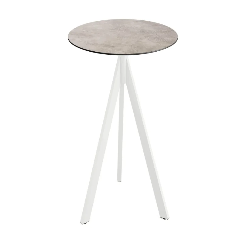 Acheter En Ligne Mange-Debout Infinity Tripod avec Piètement Blanc et Plateau HPL Moonstone - Ø 70 cm