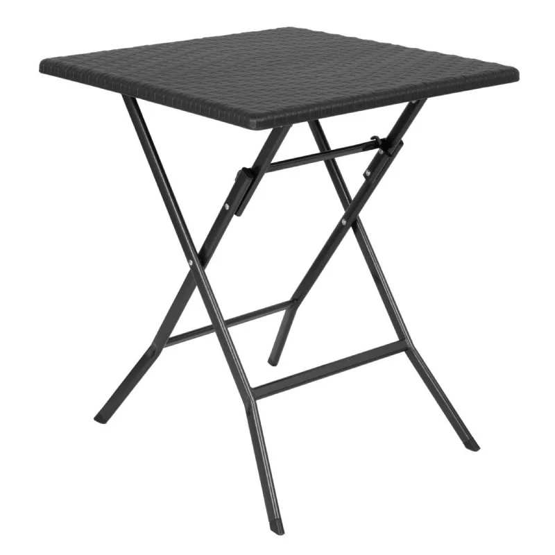 Authentique Table Pliante Carrée Noire - 62 x 62 cm