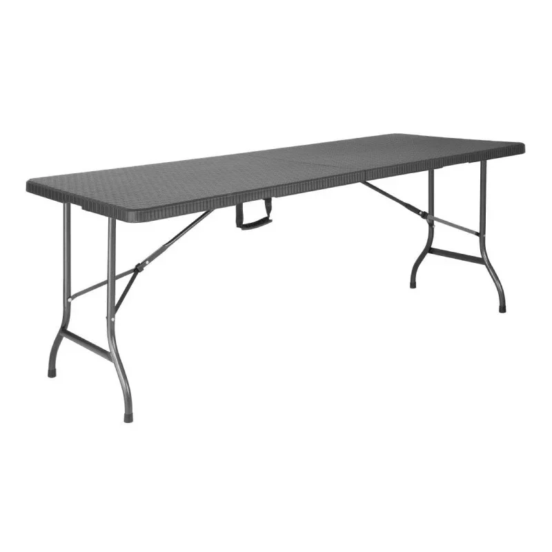 Table Pliante Rectangulaire en Rotin Noir - L 1829 x P 728 mm Livraison Gratuite