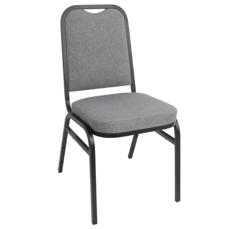 Nouvel Arrivage Chaise de Banquet avec Dossier Carré et Tissu Gris - Lot de 4