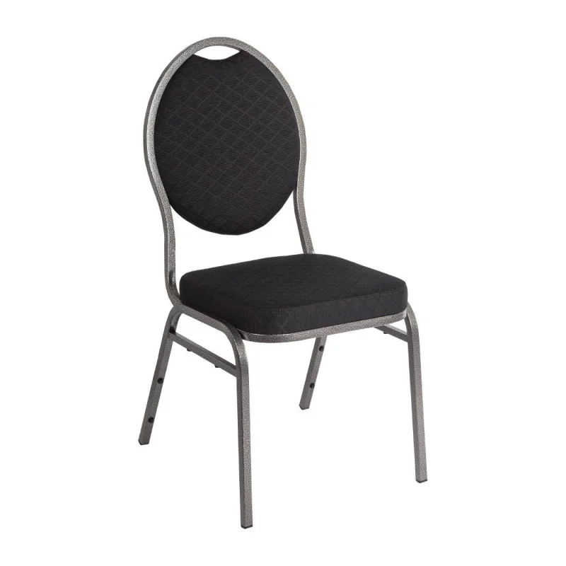 Chaise de Banquet Noire avec Dossier Ovale - Lot de 4 Marque