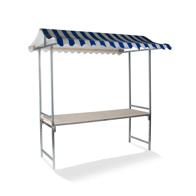 Étal de Marché Professionnel - Bleu et Blanc Solde