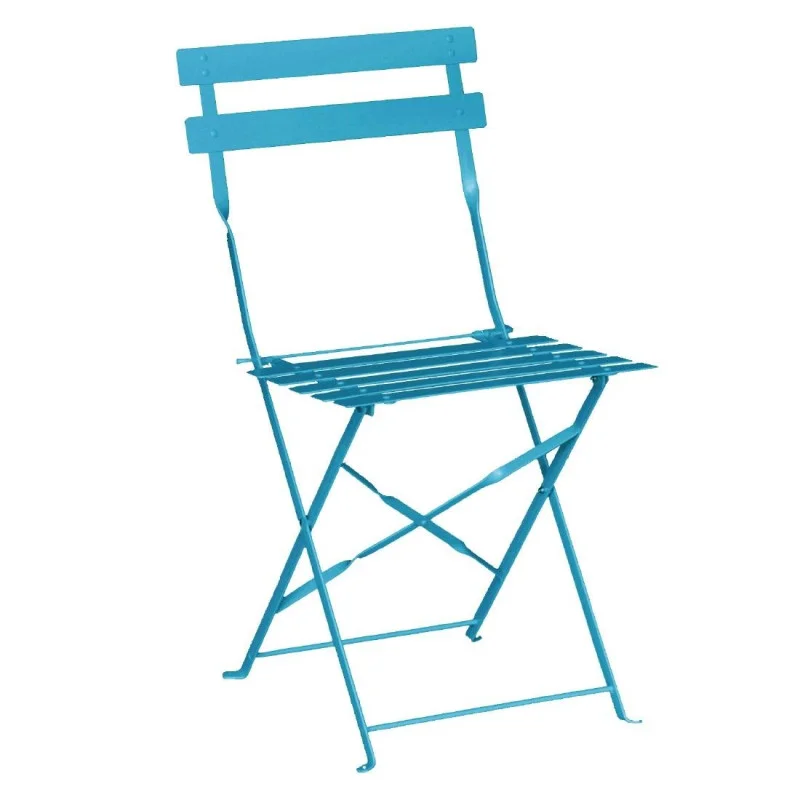 Nouvel Arrivage Chaises De Terrasse En Acier - Bleu Turquoise - Lot De 2