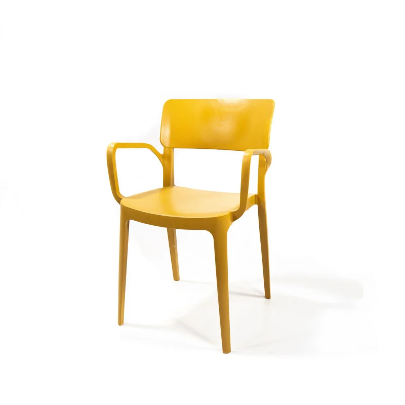 Chaise Empilable Wing avec Accoudoirs - Jaune Moutarde Retour Gratuit