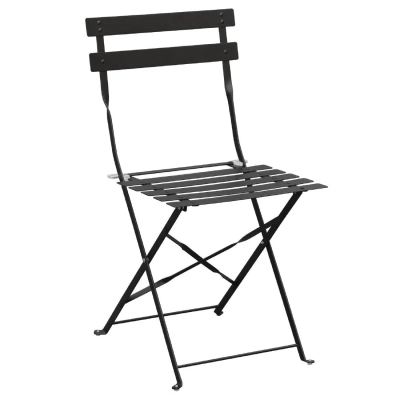 Chaises De Terrasse En Acier - Noires - Lot De 2 Prix Promo