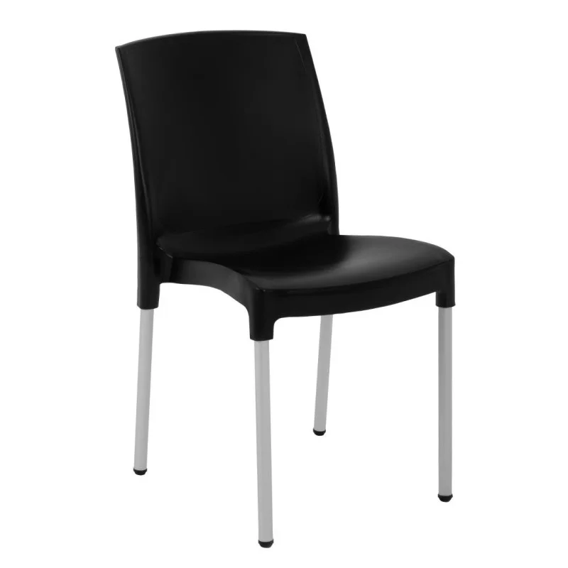 Prix Réduit Chaises Bistro Empilables Noires - Lot De 4