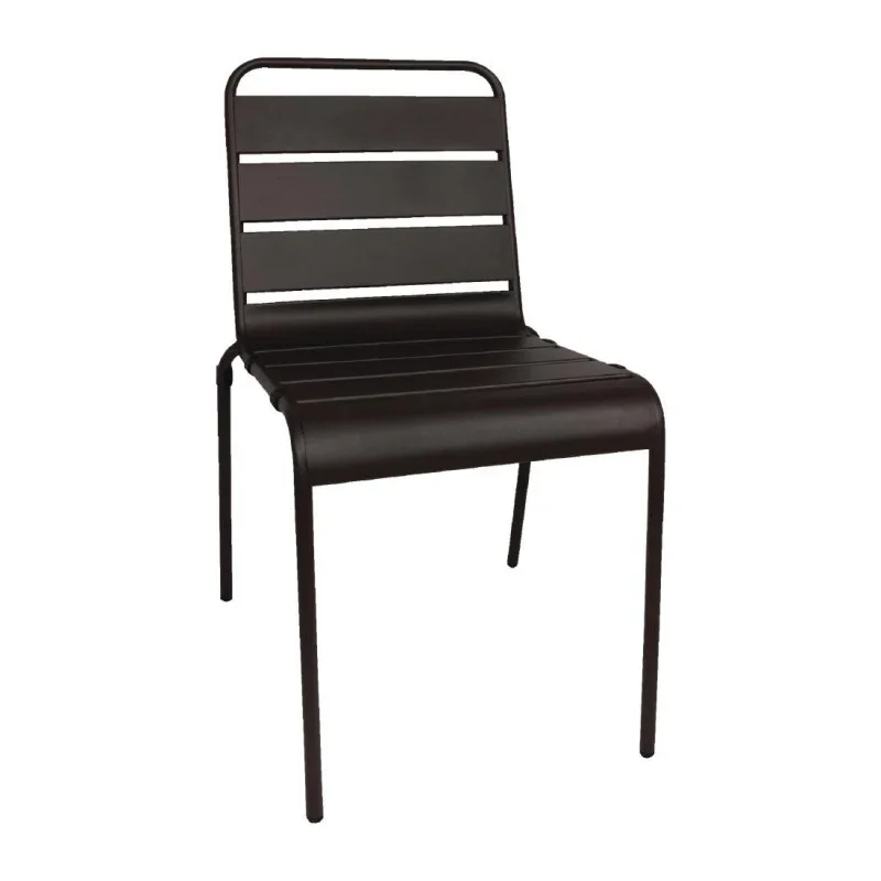 Dernier Modèle Chaise Empilable à Lattes Noire en Acier - Lot de 4