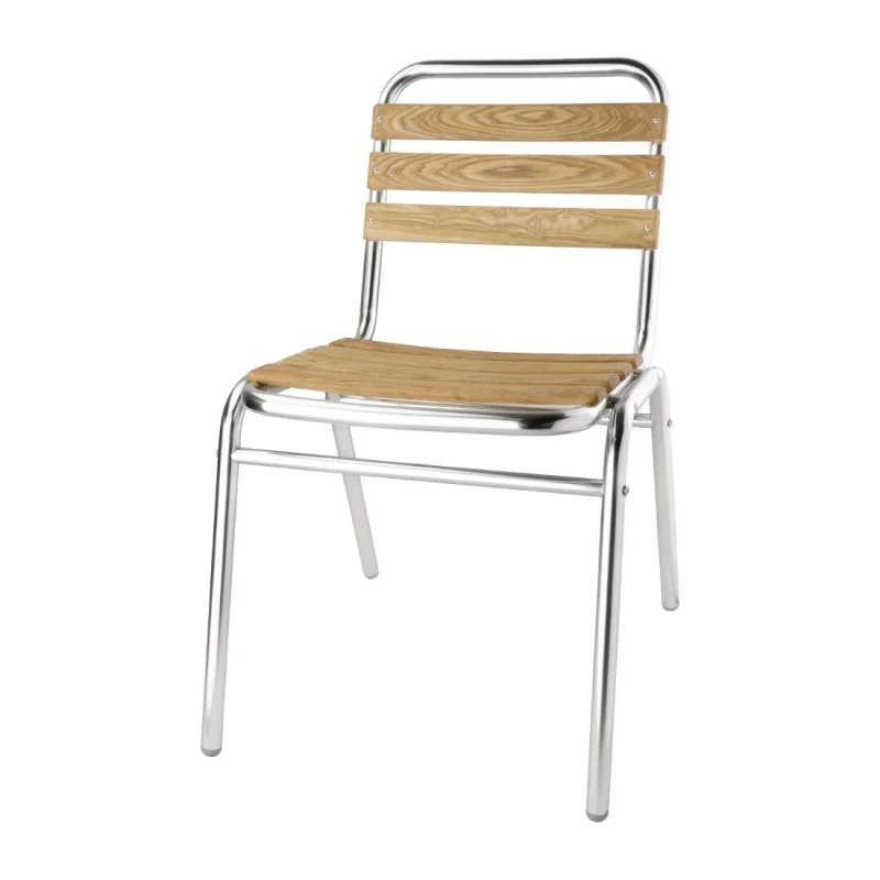Nouveauté Chaises Bistro Frêne Et Aluminium - Lot de 4