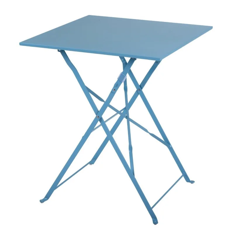 Table De Terrasse Carrée En Acier - Bleu Turquoise - 600Mm Livraison Gratuite