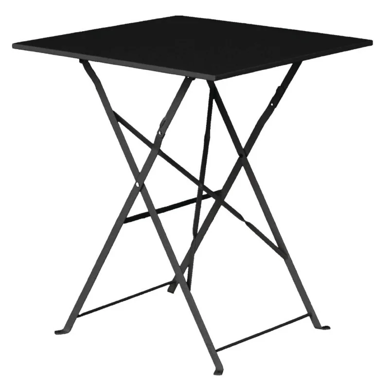 Bon Marché Table De Terrasse Carrée En Acier Noire - 600 mm