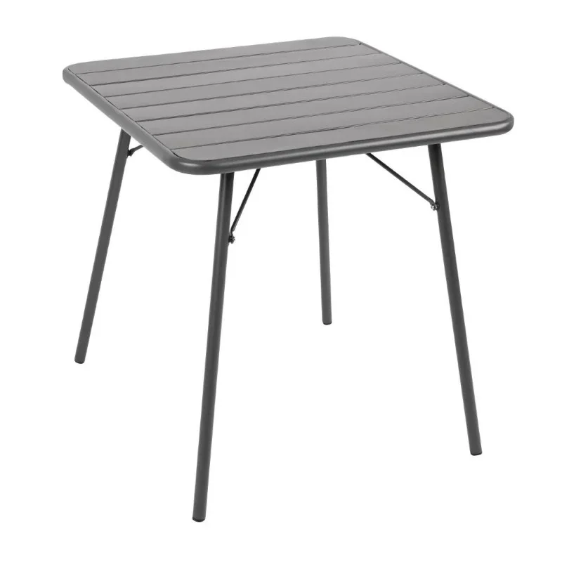 Table à Lattes Grise Carrée en Acier - 700 x 700 mm Usine Directe