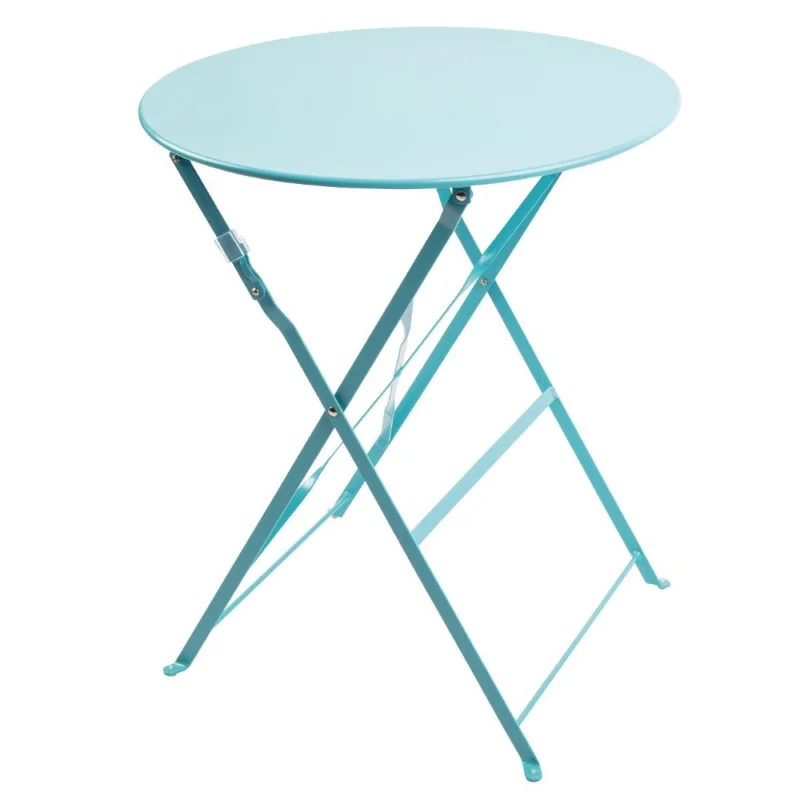 Table De Terrasse Ronde En Acier - Bleu Turquoise - 595Mm Usine Directe