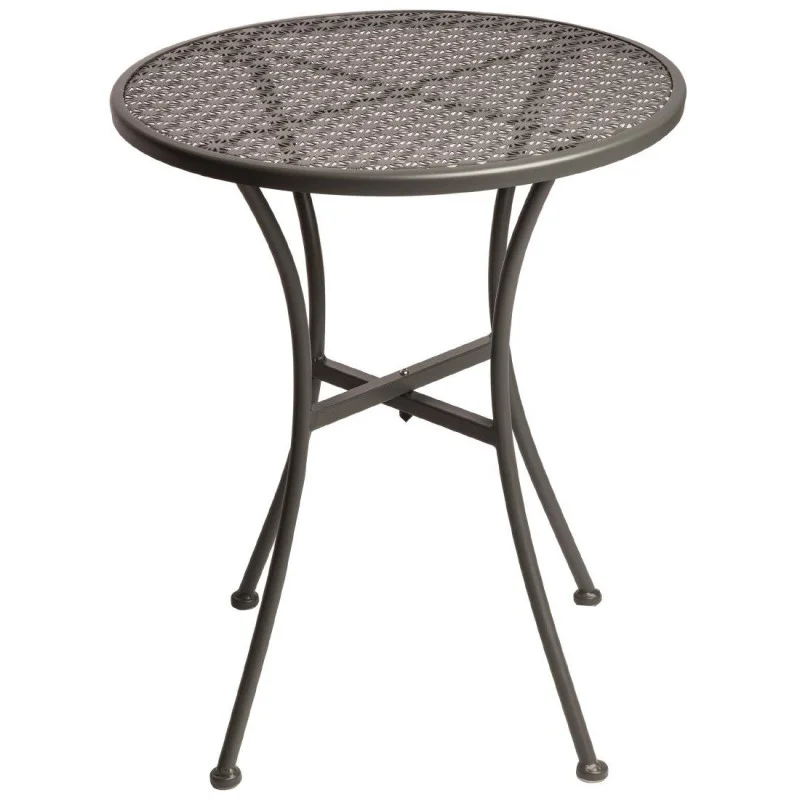 Vente Flash Table Bistro Ronde En Acier Ajouré Grise - 600 mm