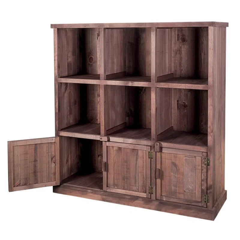 Vente Directe Meuble Présentoir 6 Cases et 3 Portes - Taupe - 1170 x 380 mm