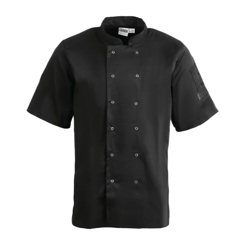 Acheter En Ligne Veste de Cuisine Mixte Noire à Manches Courtes Vegas - Taille M