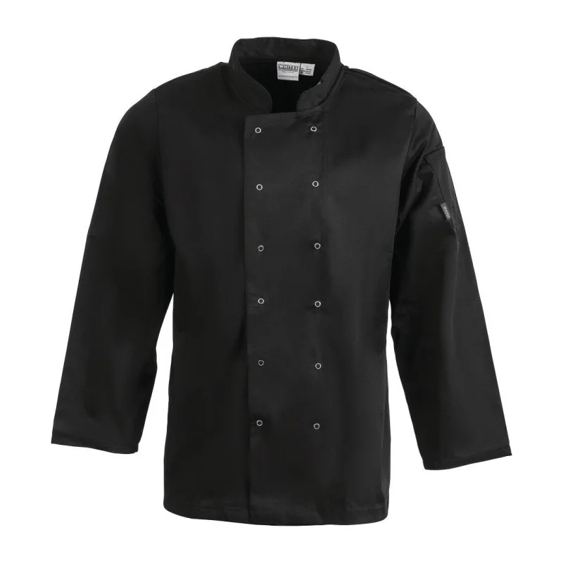 Meilleur Choix Veste de Cuisine Mixte Noire à Manches Longues Vegas - Taille S