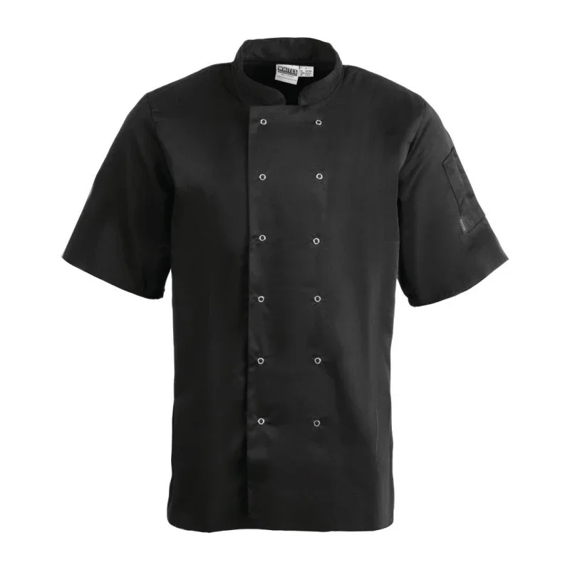 Veste de Cuisine Mixte Noire à Manches Courtes Vegas - Taille S Prix Bas