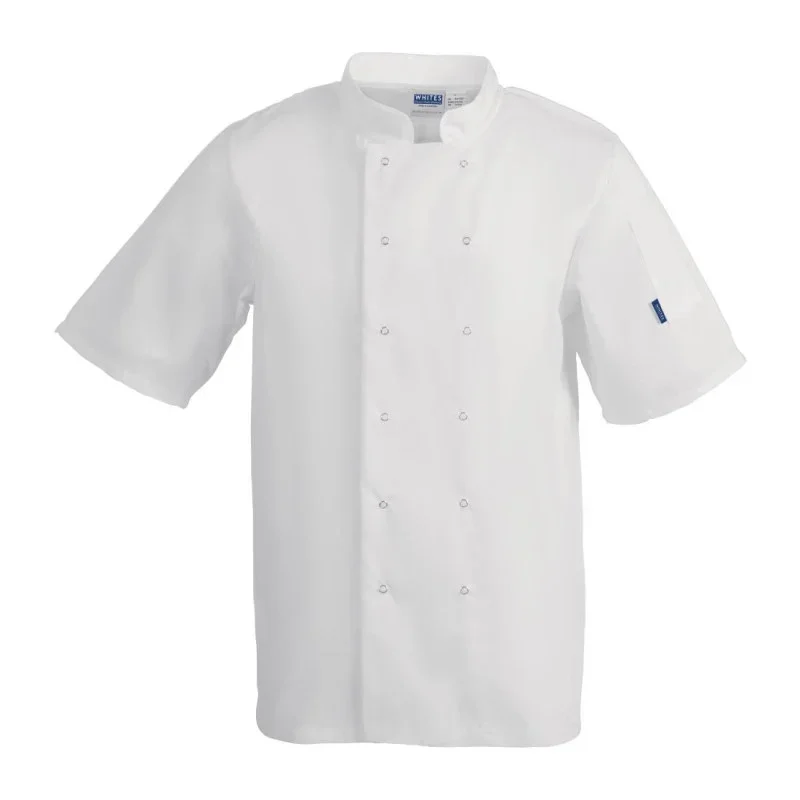 Bon Plan Veste de Cuisine Mixte Blanche à Manches Courtes Vegas - Taille S