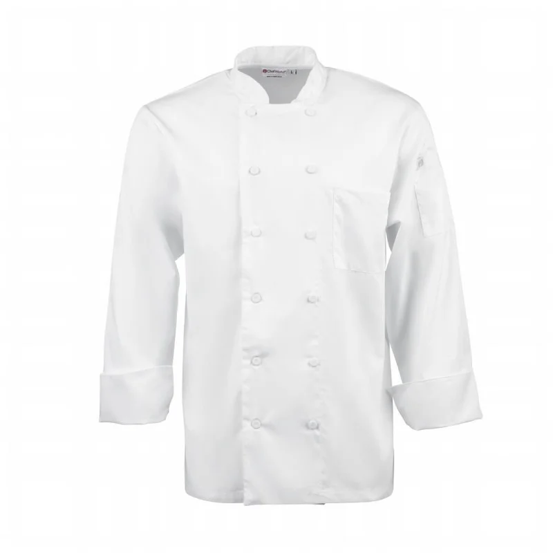 Nouvel Arrivage Veste de Cuisine Mixte Blanche à Manches Longues Calgary - Taille L