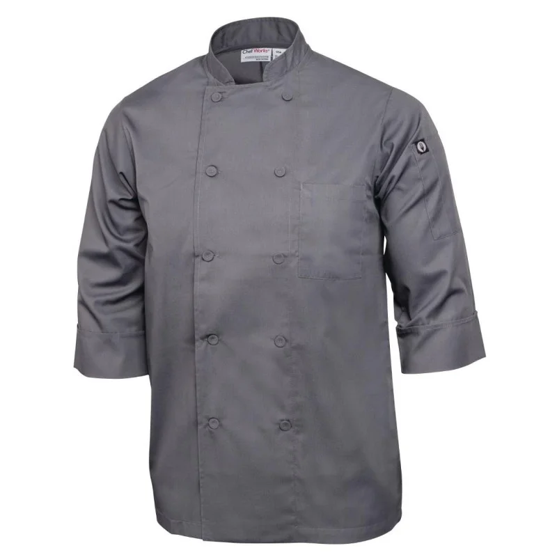 Retour Gratuit Veste de Cuisine Mixte Grise - Taille S