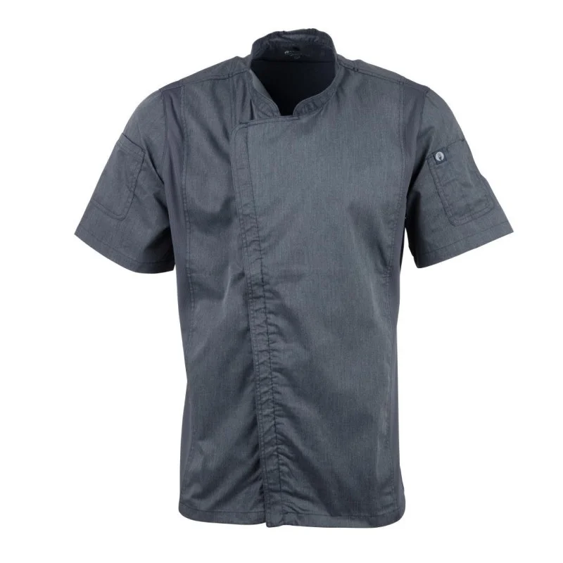 Veste de Cuisine Mixte à Manches Courtes à Fermeture Éclair Bleu Encre - Taille S Bon Plan