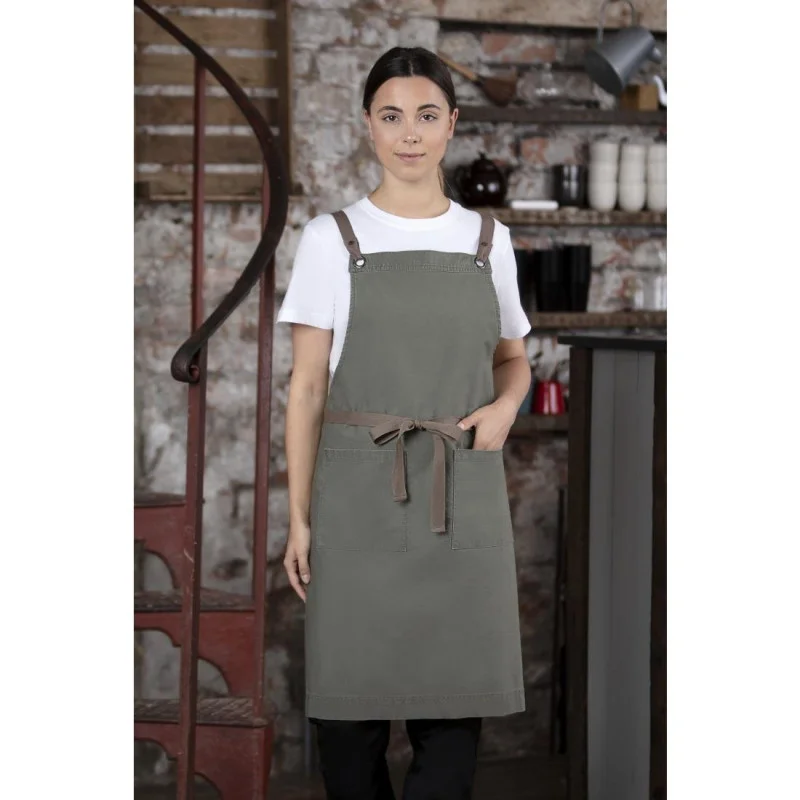 Tablier Bavette en Coton Kaki Offre Exclusive
