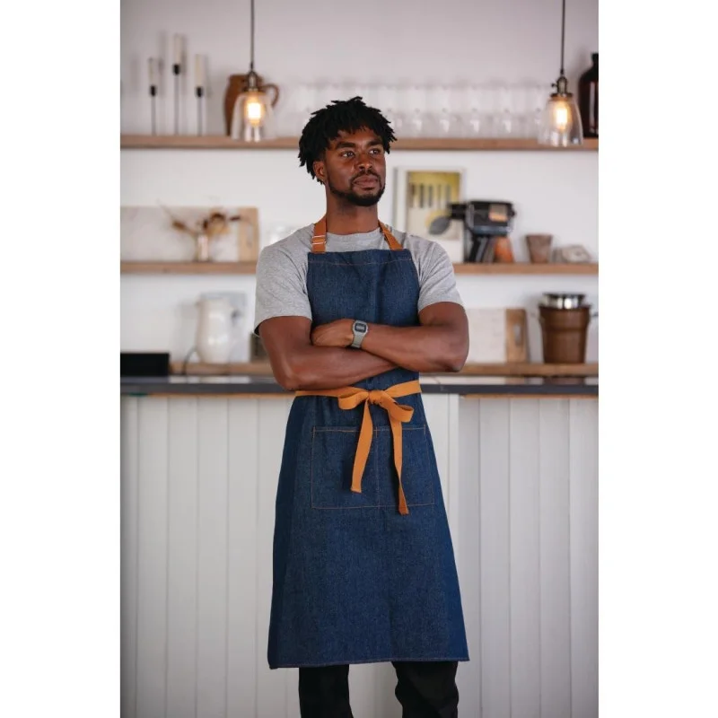 Expédition Rapide Tablier de Serveur Denim Bleu avec Ceinture en Coton - 1000 x 700 mm