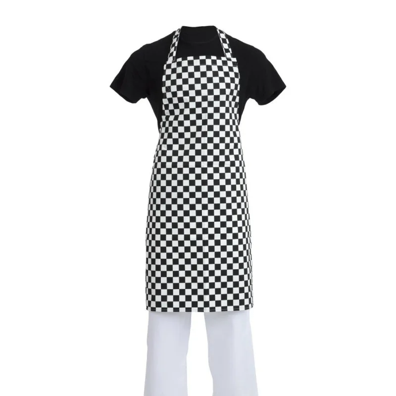Soldes Tablier Bavette à Damier Noir et Blanc - 970 x 710 mm