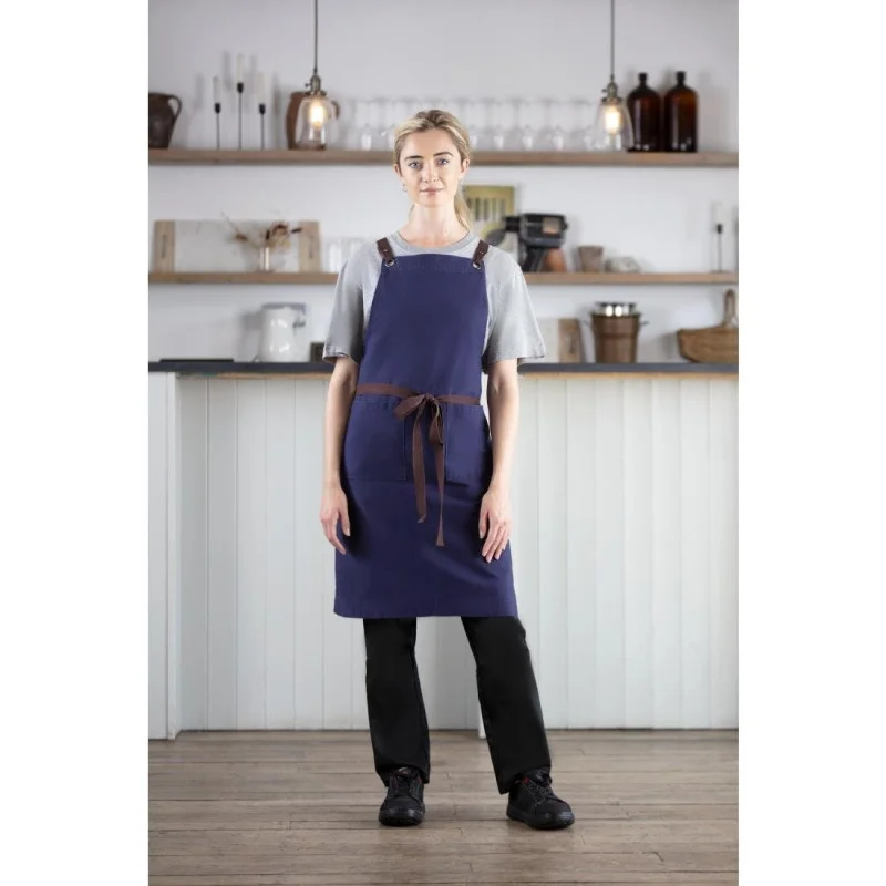 Nouvelle Collection Tablier Bavette en Coton Bleu Marine