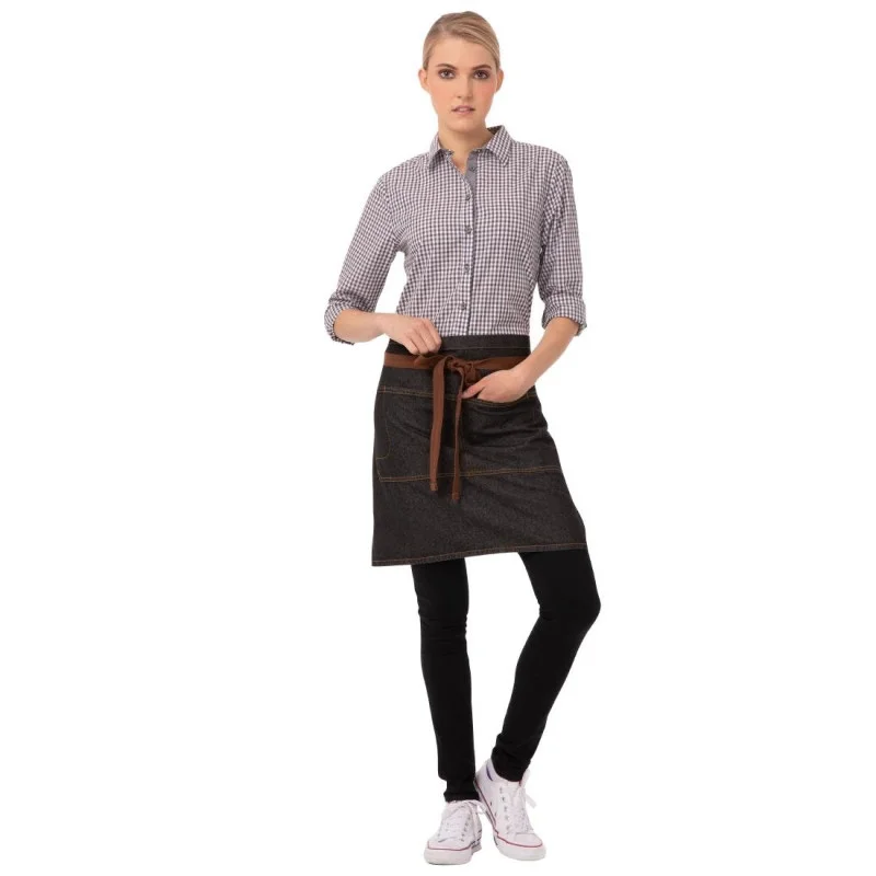 Tablier de Serveur Court Noir Memphis en Coton - 725 x 480 mm Achat Immédiat