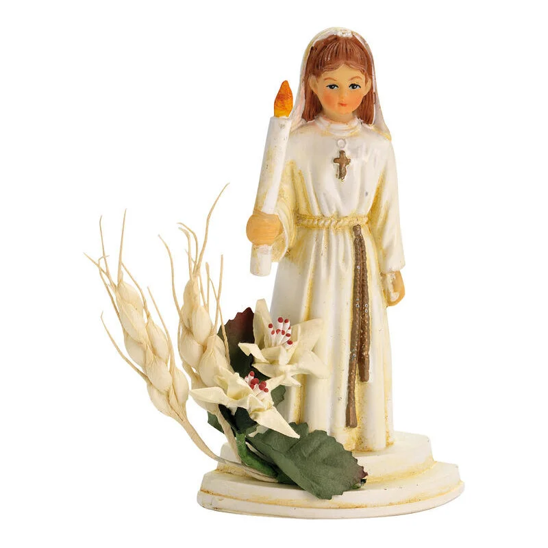 Promotion Saisonnière Sujet de Décors - Communiant Cierge et Épi de Blé - Fille