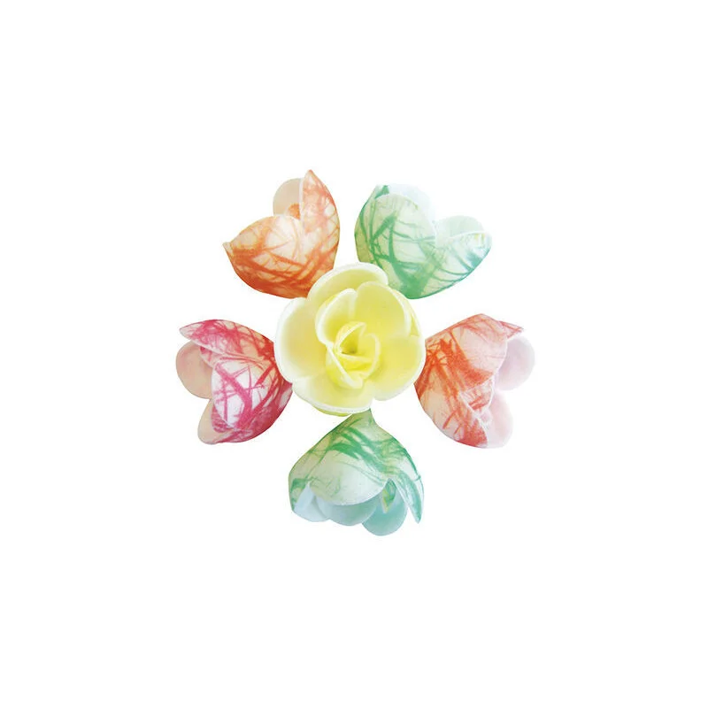 Must-Have Assortiment Fleurs Pastel Zébrées - Lot de 72