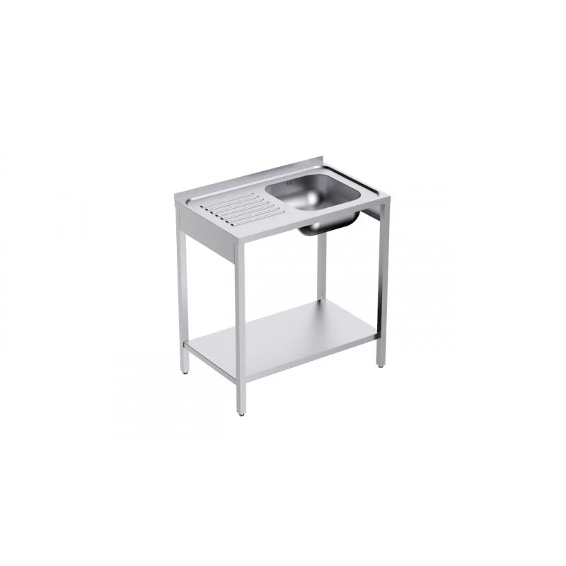 Plonge 1 Bac avec Etagère et Egouttoir à Gauche - L 1000 x P 500 mm - Reconditionnée Expédition Rapide