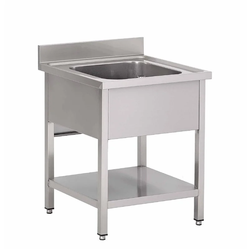 Plonge en Inox Avec Étagère Basse 1 Bac - L 700 x P 700 mm - Reconditionnée Offre Spéciale