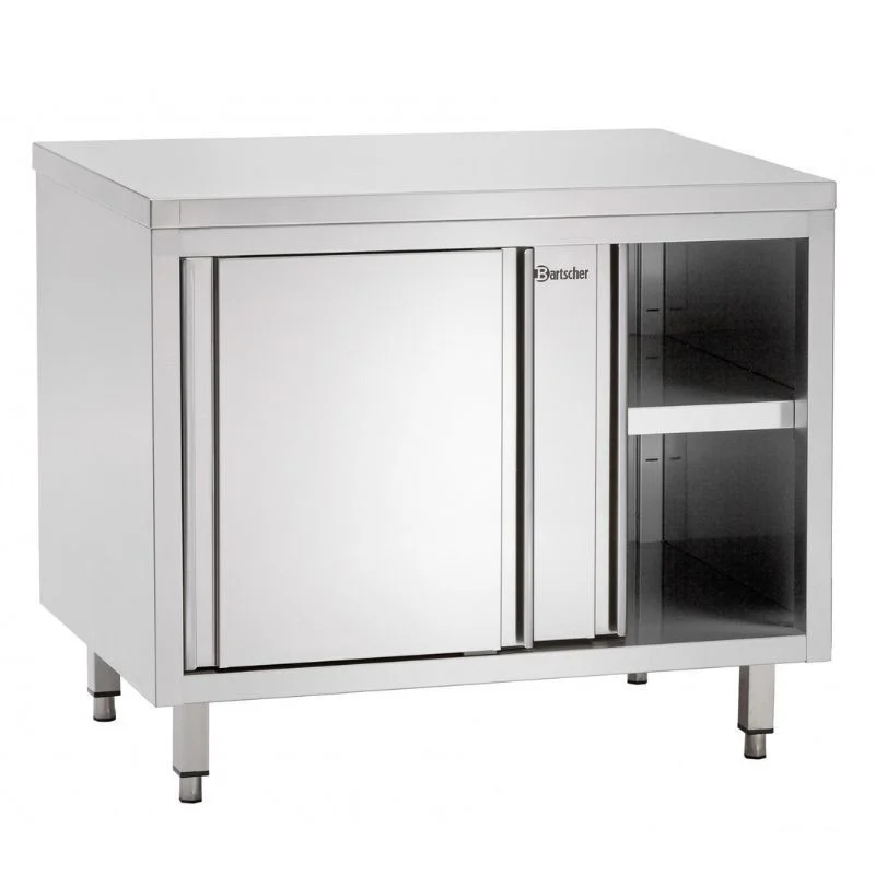 Super Prix Meuble en Inox avec Portes Coulissantes et Etagère - L 1000 mm - Reconditionné