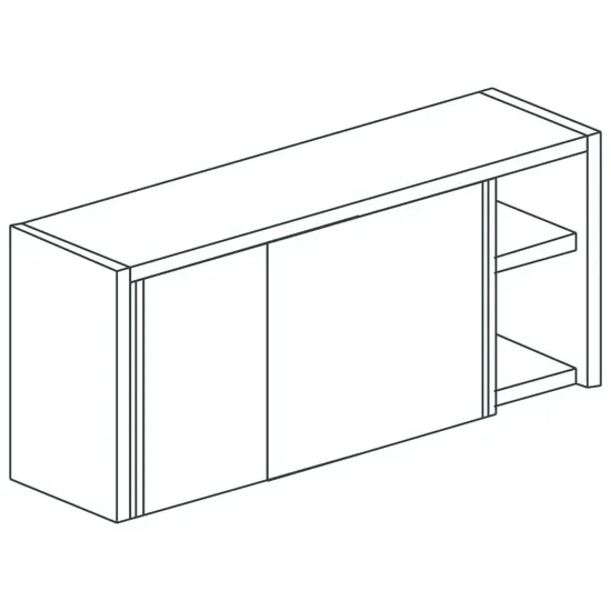 Armoire murale inox 2 portes coulissantes avec étagère intermédiaire 1200x400 mm Vente Directe