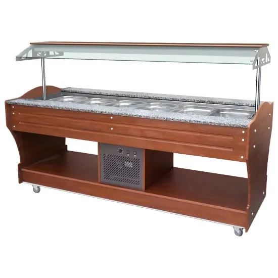 Affaire À Saisir Buffet froid à île réfrigération statique avec 6x gn 1/1 h=150 mm et température 0/+10°c