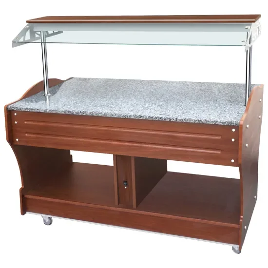 Buffet neutre à île dessus granit - avec 4x gn 1/1 - 1550 x 900 x 1310 mm Paiement Sécurisé
