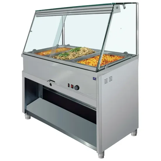 Prix Réduit Comptoir bain-marie avec vitre verticale avec 4x gn 1/1 température +30/+90°c