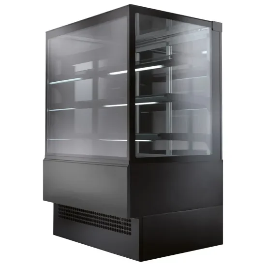 Comptoir chaud ventilé noir avec 3 étagères vitre droite l=905 mm température 65°c Vente Flash