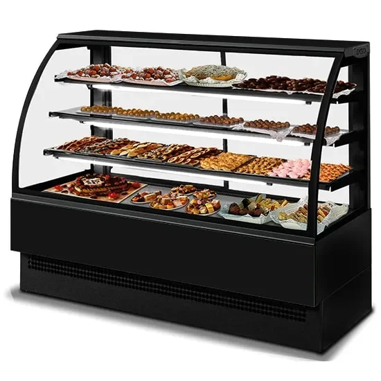 Marque Comptoir réfrigéré ventilé noir 3 étagères température +4/+8°c et 1804 mm