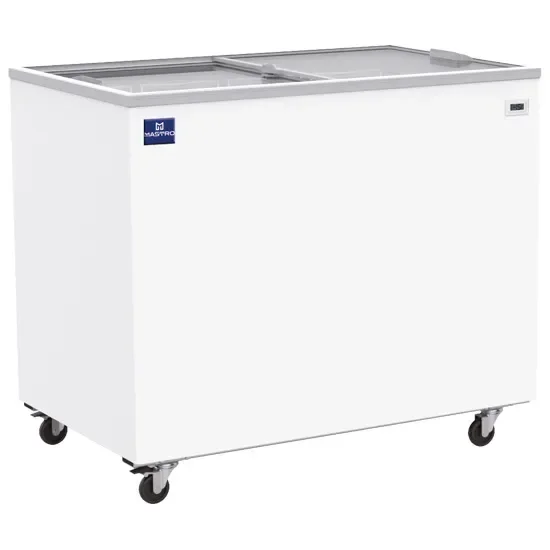 Must-Have Congélateur bahut blanc vitré coulissant avec capacité 258 l température -18/-24°c