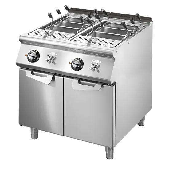 Dernier Modèle Cuiseur à pâtes électrique sur coffre avec 2 cuves gn 1/1 et 2x40 l